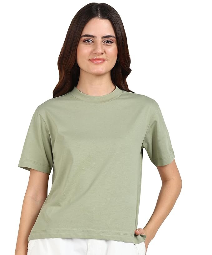 Women's Relaxed Fit Side Slit Cotton Short Sleeve T-Shirt