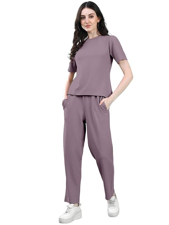 Women's Co-ords Set|Lycra Top and Trouser Set|Casual Co-ords Set for Women|Two Piece Co-ord Set|Top & Pant Set