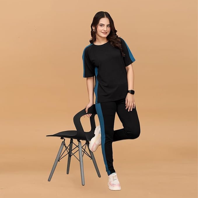 Women's Active Wear Track Suit Set - Sportswear Top & Bottom for Fitness & Workout