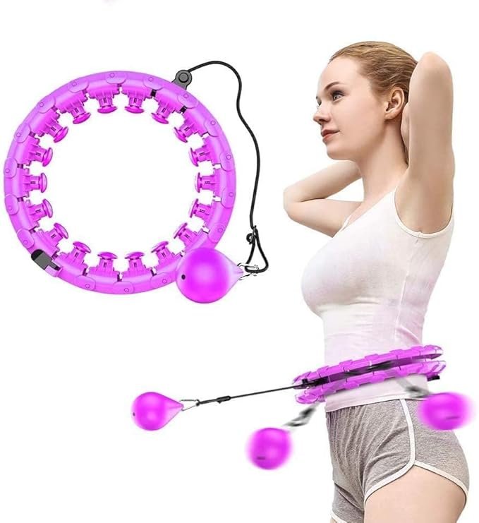 RAMPKD Weighted Hula Hoop for Women Exercise, 2 in 1 Adjustable 24 Detachable Weight Loss Equipment for Waist Exercise, 360 Spinning Hula Hoop for Women Weight Loss Product