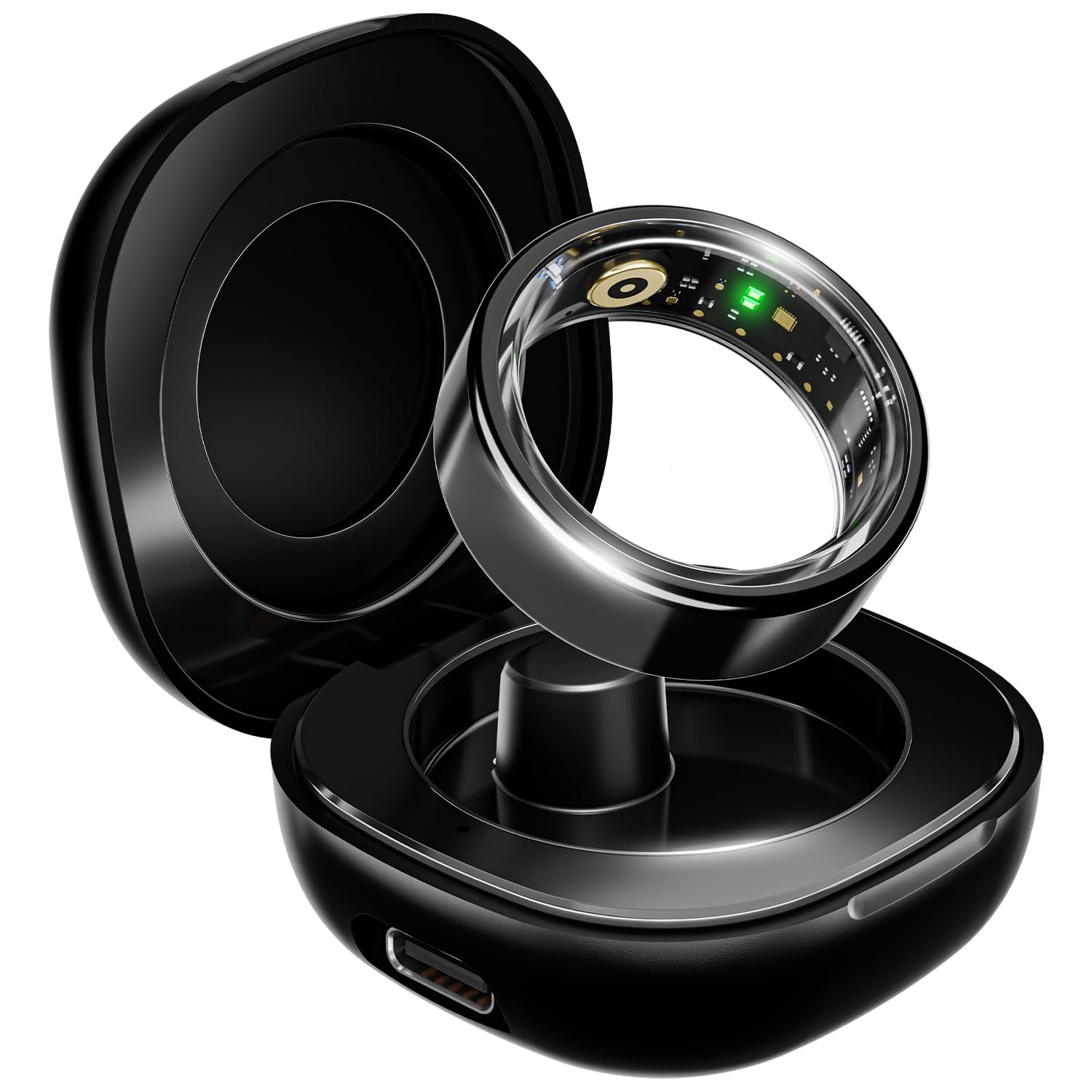 Boat SmartRing Active w/Stylish Stainless-Steel & Lightweight, Health Monitor, Magnetic Charging Case, 5ATM,Crest App & Coins, 20+ Sports Modes